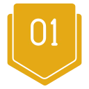 Gelbes Abzeichen mit der Zahl 01, Symbol für Rangfolge oder Auszeichnung.