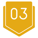 Goldenes Abzeichen mit der Zahl 03 in der Mitte auf transparentem Hintergrund.