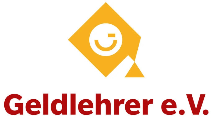 Logo von Geldlehrer e.V. mit stilisiertem Eurozeichen und roter Schrift darunter.